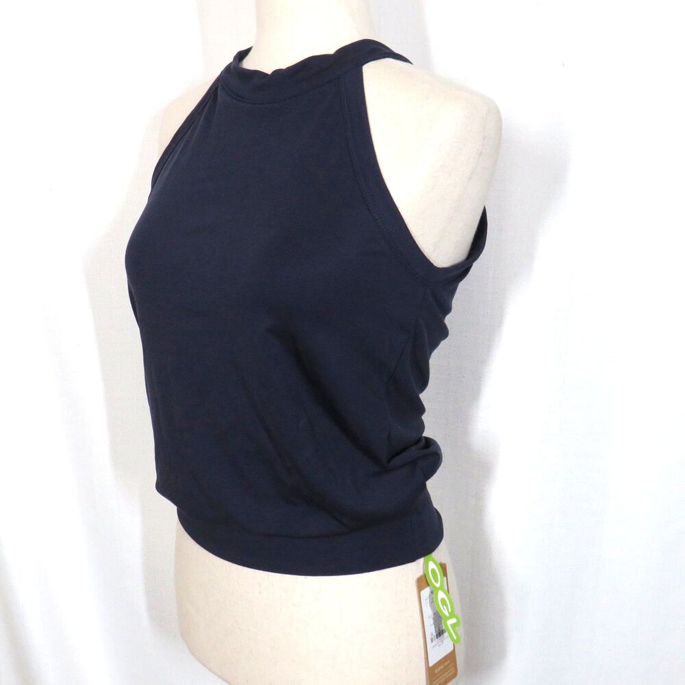 OGL Halter Neck Banded Hem Brami Bra Tank Top Navy Blue Size Small